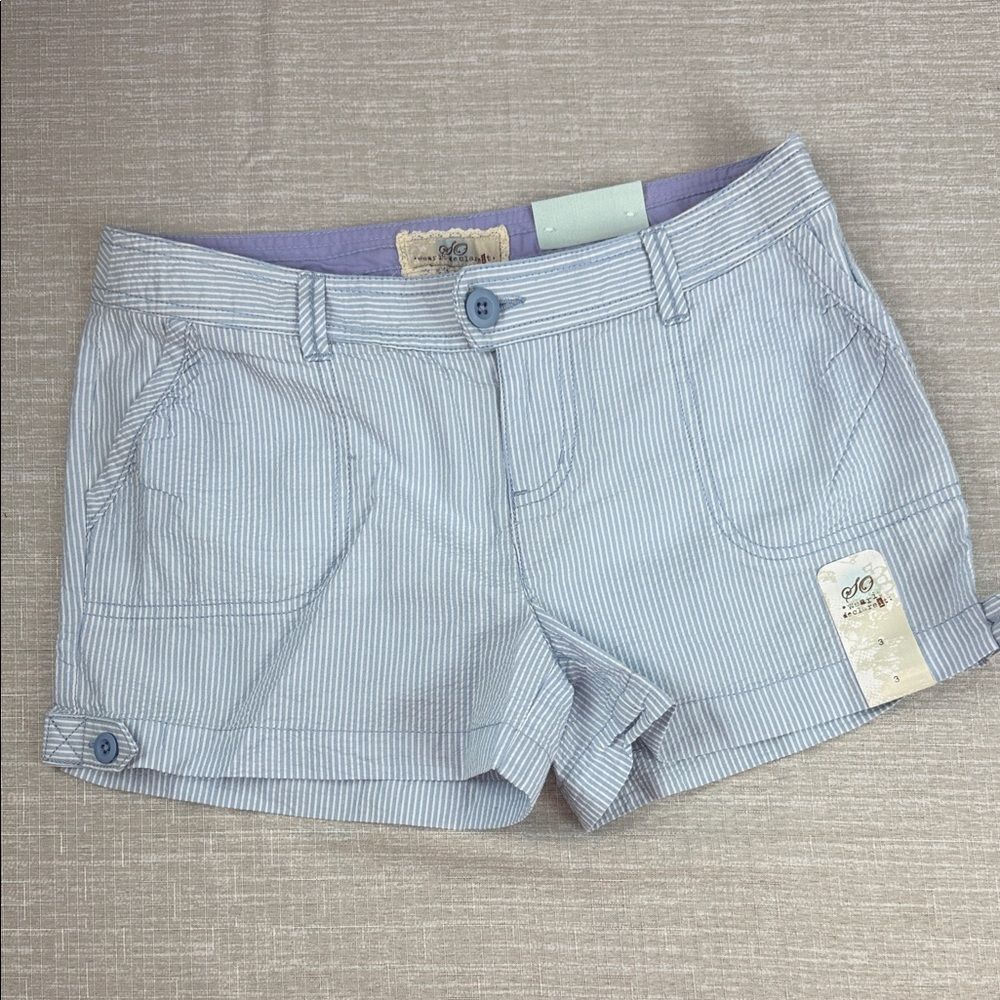 SO Light Blue White Striped Shorts NWT Size 3